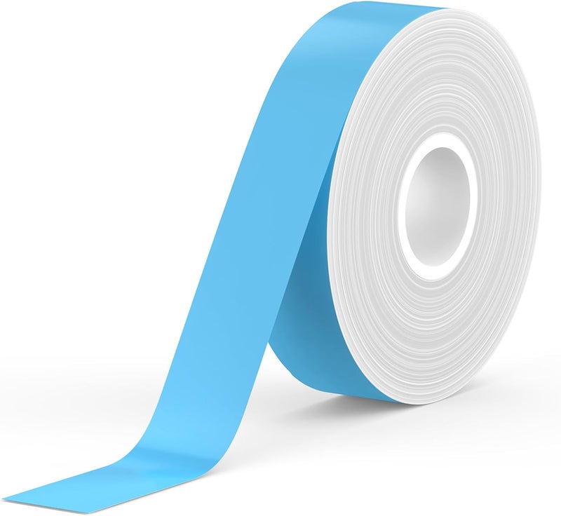 SUPVAN E10 & E11 Label Maker Tape, 0.59in × 19.7ft (15mm × 6m) Genuine Continuous Laminated Thermal Label Tape Refill, Waterproof Oilproof Child-Safe Durable Auto Detect Labels, Black on Blue - Image 1